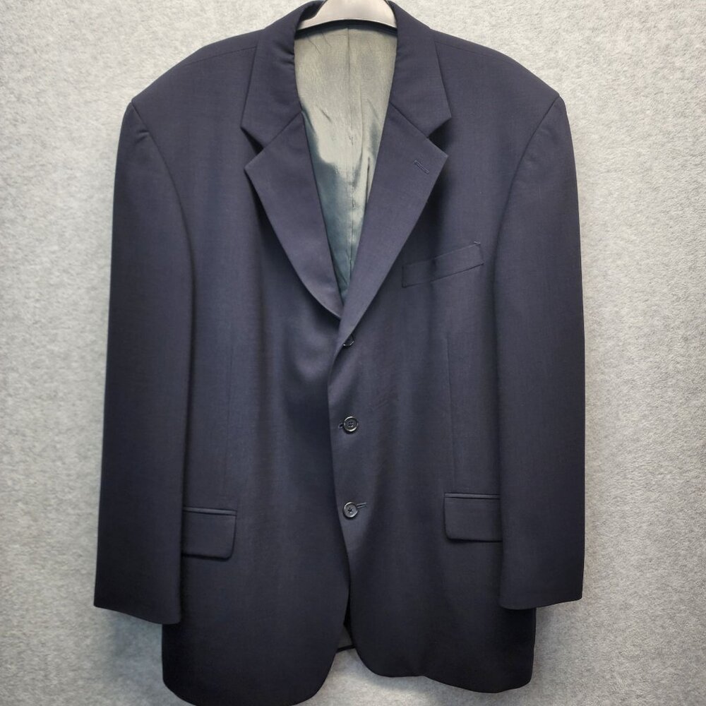Oscar De La Renta Stretch Wool Blazer Mens 46R Navy Blue Suit Jacket‎ Sport Coat